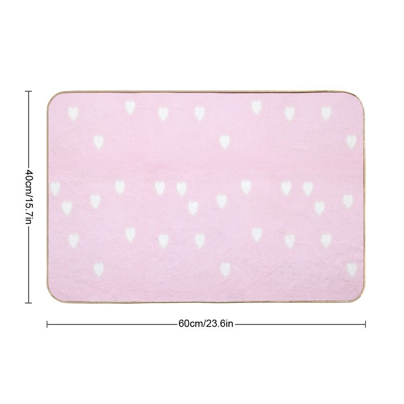White Hearts on Pink  Stain-Proof Bath Mat