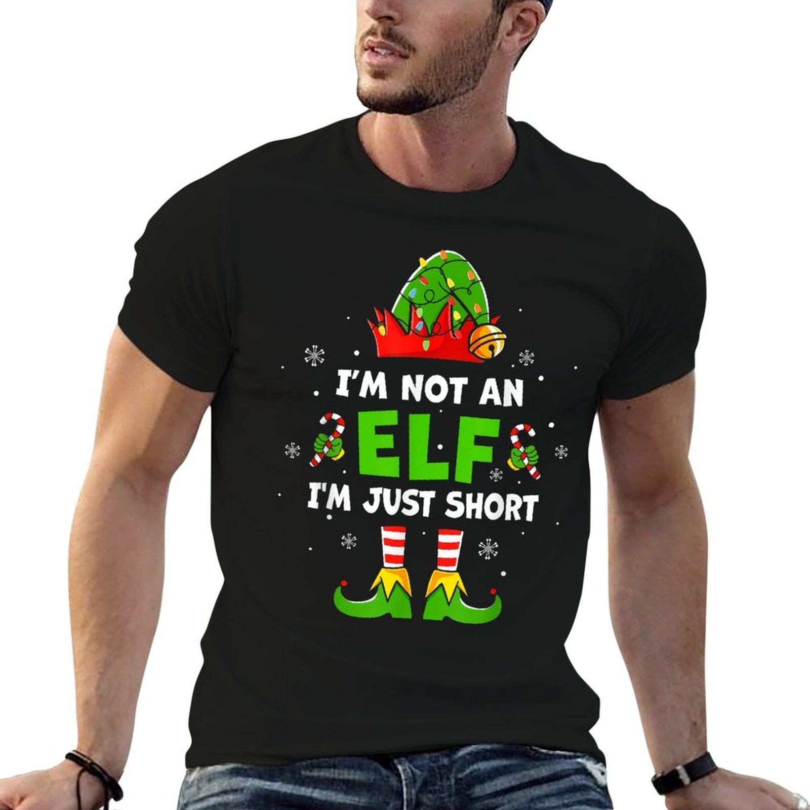 Im Not An Elf Just Short Funny Christmas Xmas Men Women Kids  Graphic-printed T-Shirt