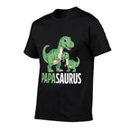 Fathers Day Papasaurus Funny Dino Kids Dad  Fade-proof Color T-Shirt