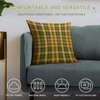 Westy Tartan Yellow Plaid for Bulli Bus Camper Soft Washable Throw Pillow