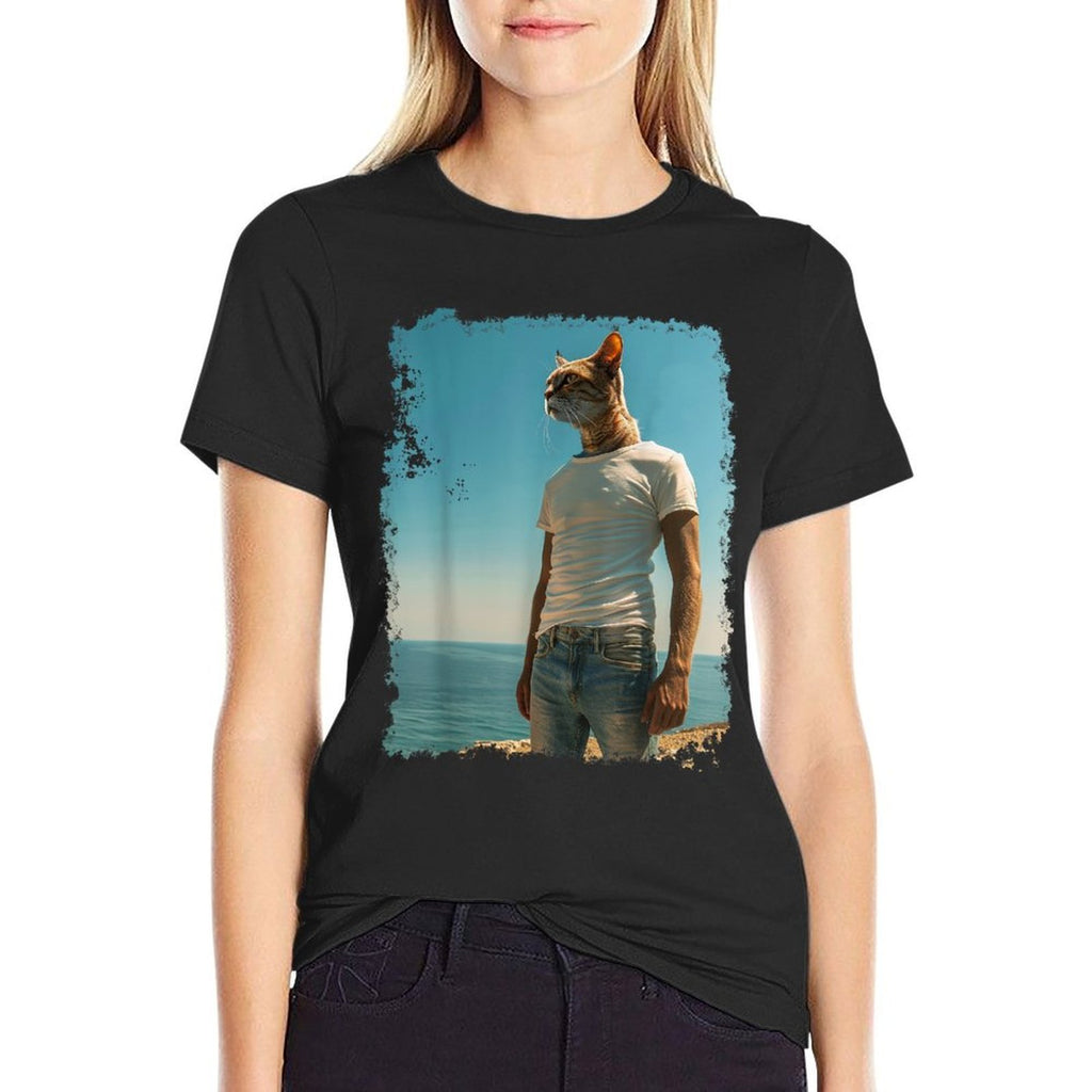 Funny Cat Meme  Rolled Sleeves T-Shirt