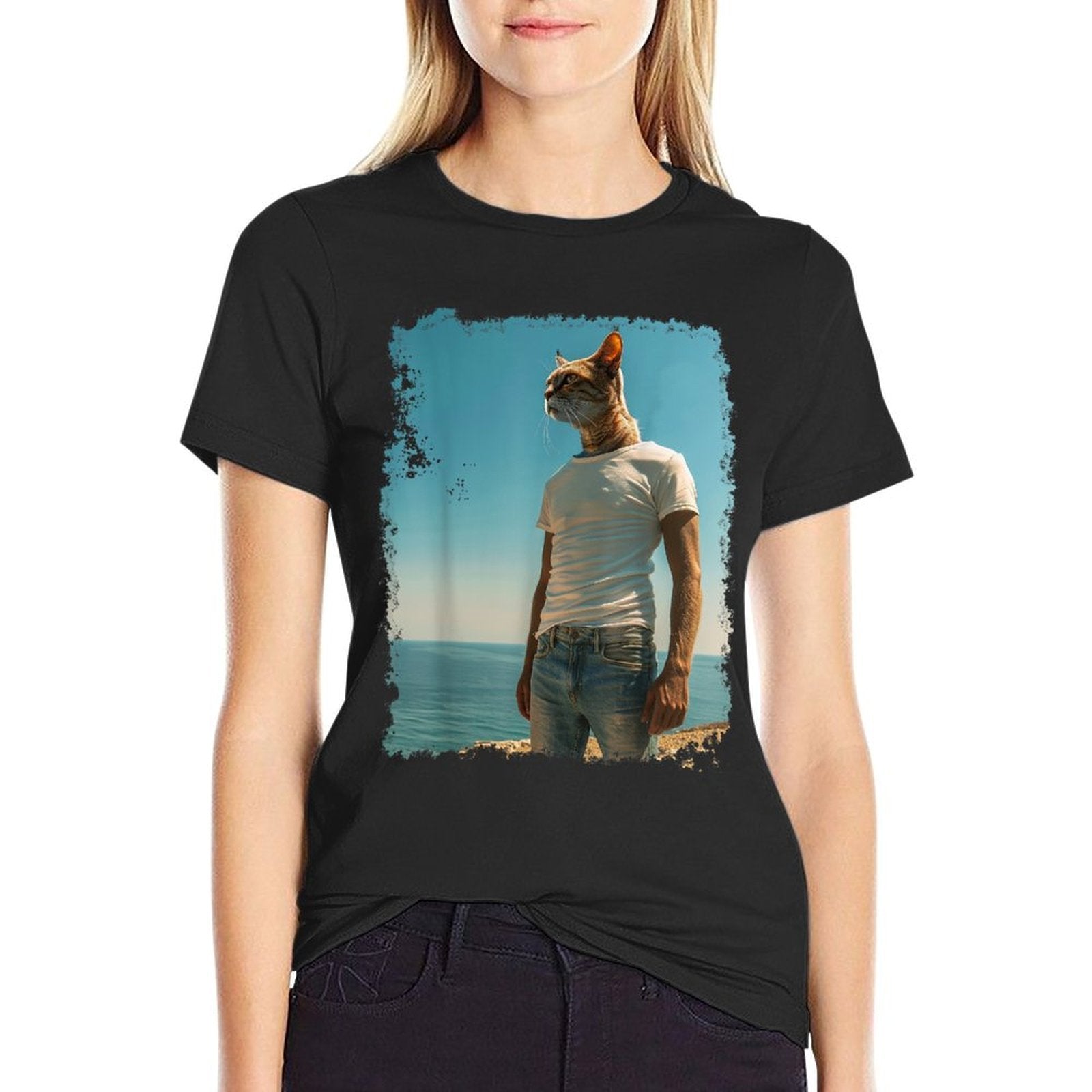 Funny Cat Meme  Rolled Sleeves T-Shirt