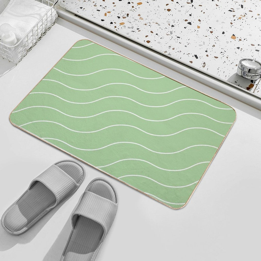 Cute Green Squiggly Lines Aesthetic Items  Pet-Safe Bath Mat