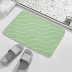 Cute Green Squiggly Lines Aesthetic Items  Pet-Safe Bath Mat