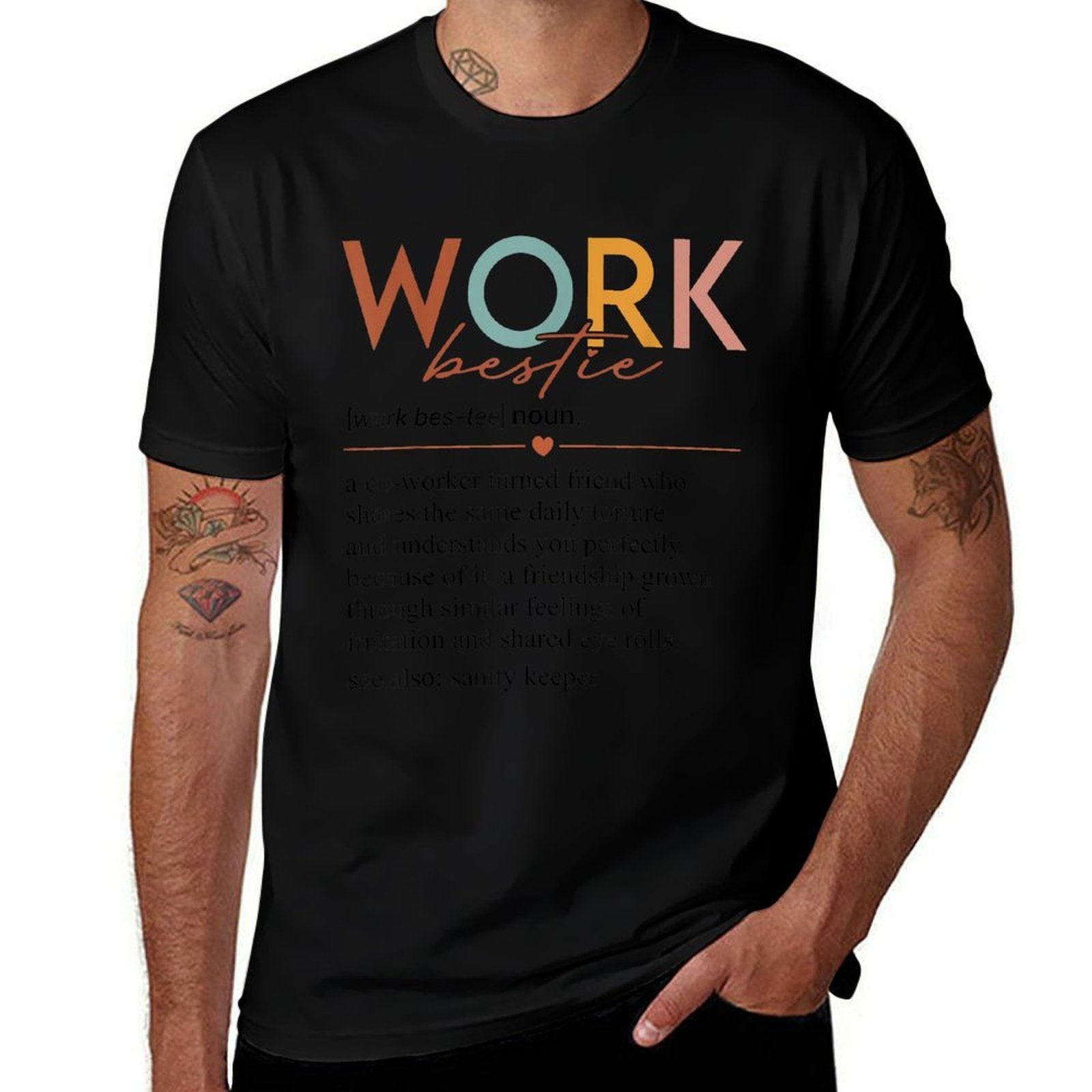 Vintage Work Bestie Definition Teachers Nurses Boss Women  Soft T-Shirt