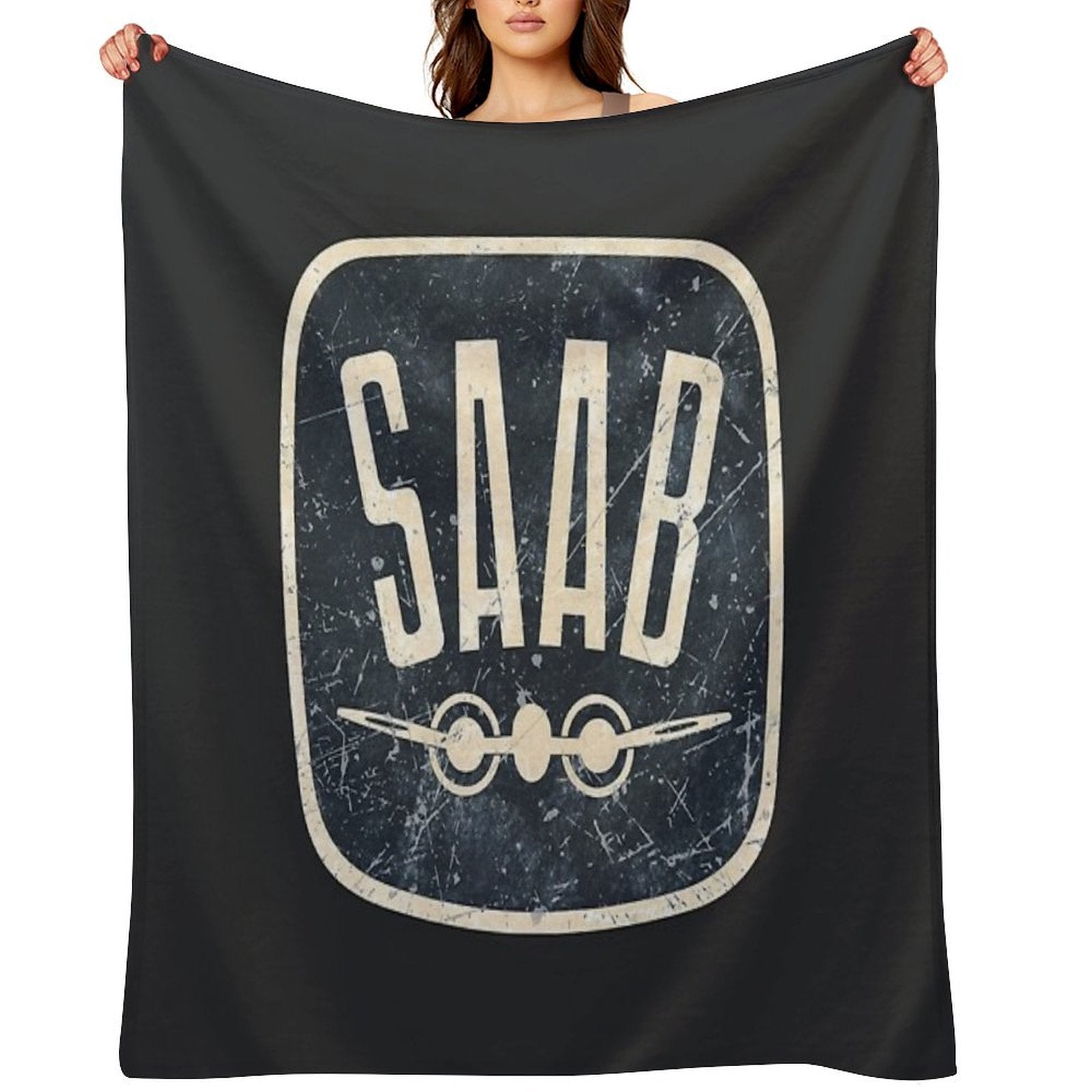 SAAB Car Vintage Retro Logo Travel-friendly Throw Blanket