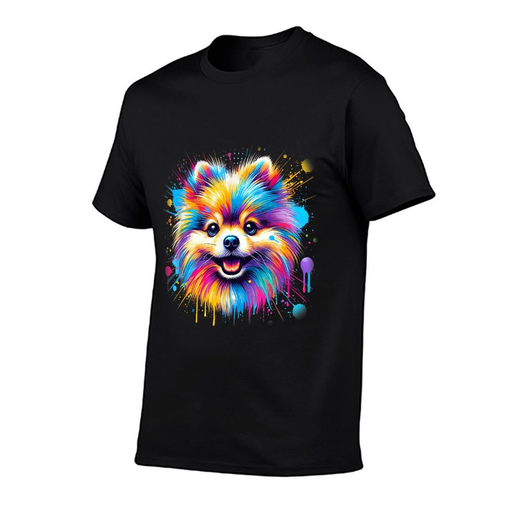 Colorful Pomeranian Splash Art Pom Puppy Dog Lover  Stretchy T-Shirt