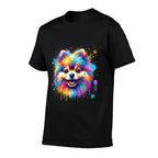 Colorful Pomeranian Splash Art Pom Puppy Dog Lover  Stretchy T-Shirt
