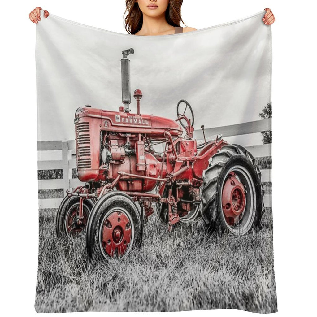 A Tractor Color Isolation Multi-functional Throw Blanket
