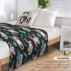 Lazy Sloths on Black Background Multi-functional Throw Blanket