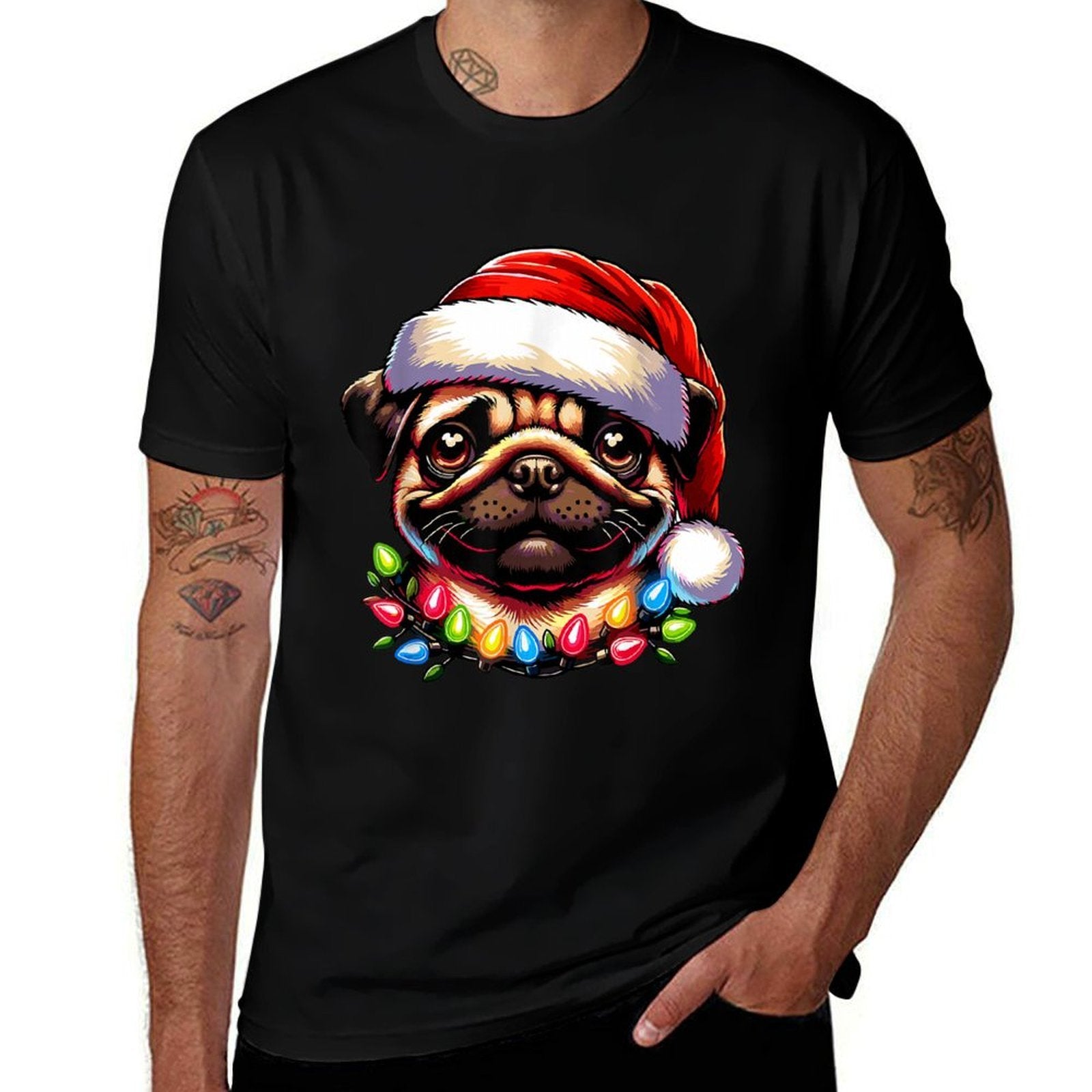 Dog Owner Xmas Men Women Favorite Pug Christmas  Oversized Silhouette T-Shirt