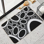 Black White And Grey Oval Pattern  Easy Maintenance Bath Mat