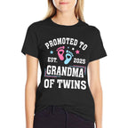 Promoted To Grandma Of Twins Est 2025 Gender Reveal  Trendy Pattern T-Shirt