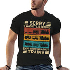 Retro Wagon Train Lover Model Railroad Conductor Funny Train  Rolled Sleeves T-Shirt