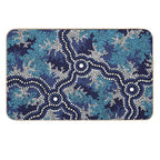 Aboriginal Art Authentic - Wetland Dreaming 2  Dirt-Trapping Bath Mat