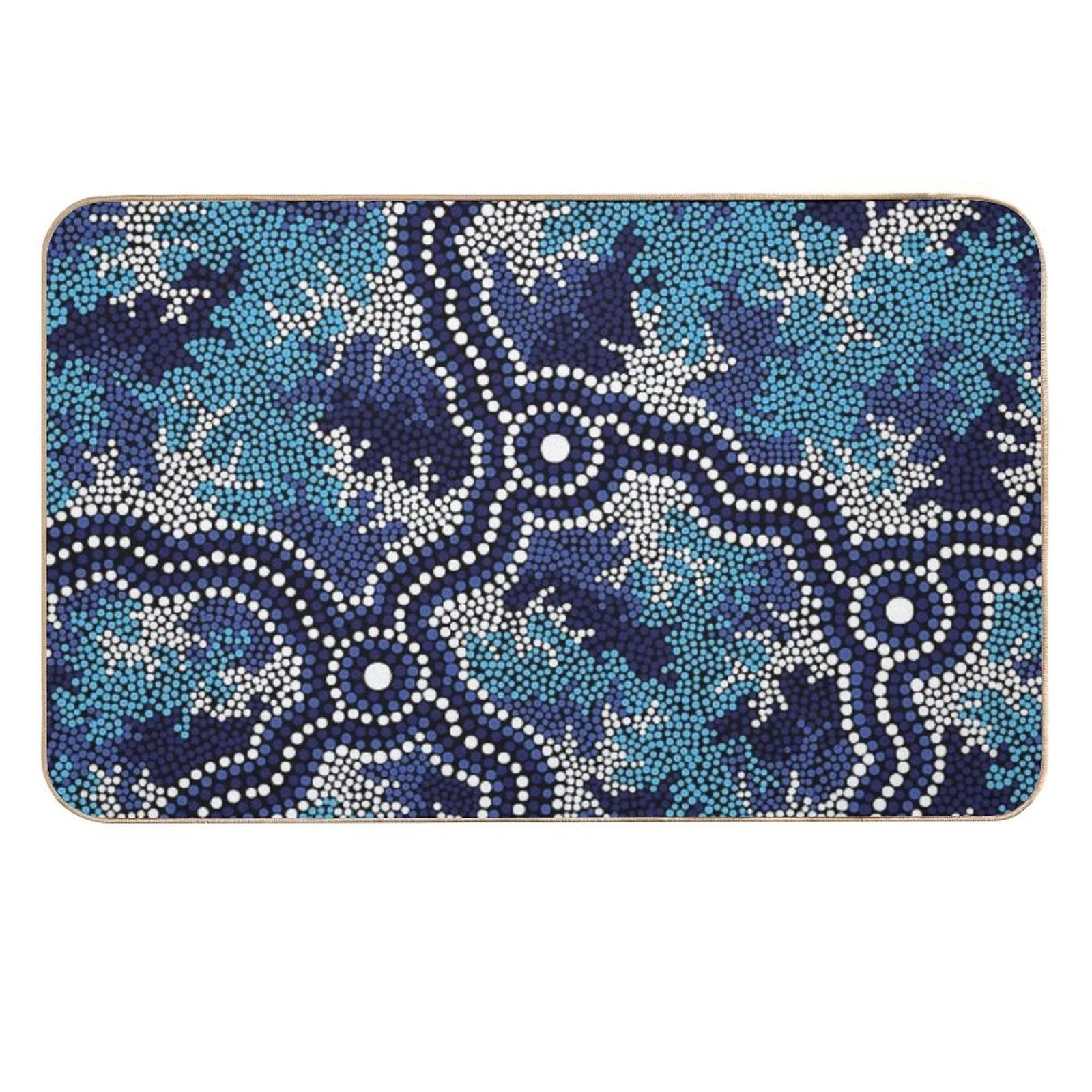 Aboriginal Art Authentic - Wetland Dreaming 2  Dirt-Trapping Bath Mat