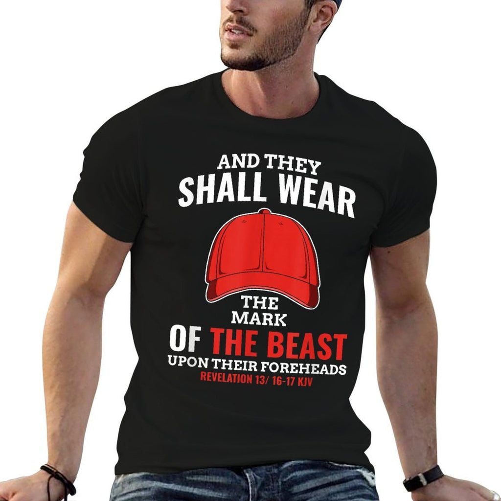 Funny Anti Trump Mark Of The Beast Red Hat Liberal Gift  Vintage-inspired T-Shirt