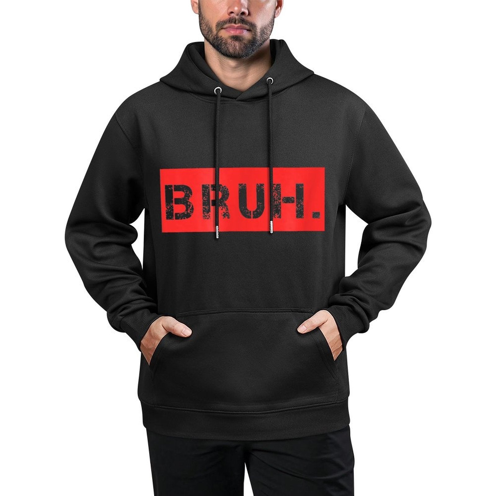 Bruh Meme Funny Saying Brother Greetingns Boys Men Adjustable Hood Hoodie
