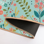 Blue Floral Pattern  Slip-Resistant Bath Mat