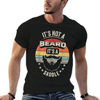 Vintage Retro Its Not A Beard Its A Saddle Funny Bearded  High-quality Stitching T-Shirt