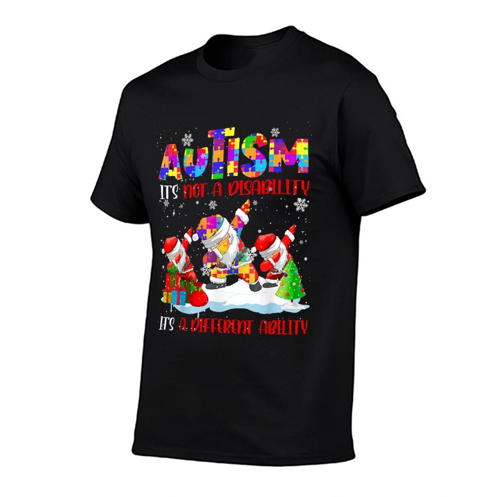 Autism Its Not A Disability Dabbing Santa Christmas Autism  Trendy Pattern T-Shirt