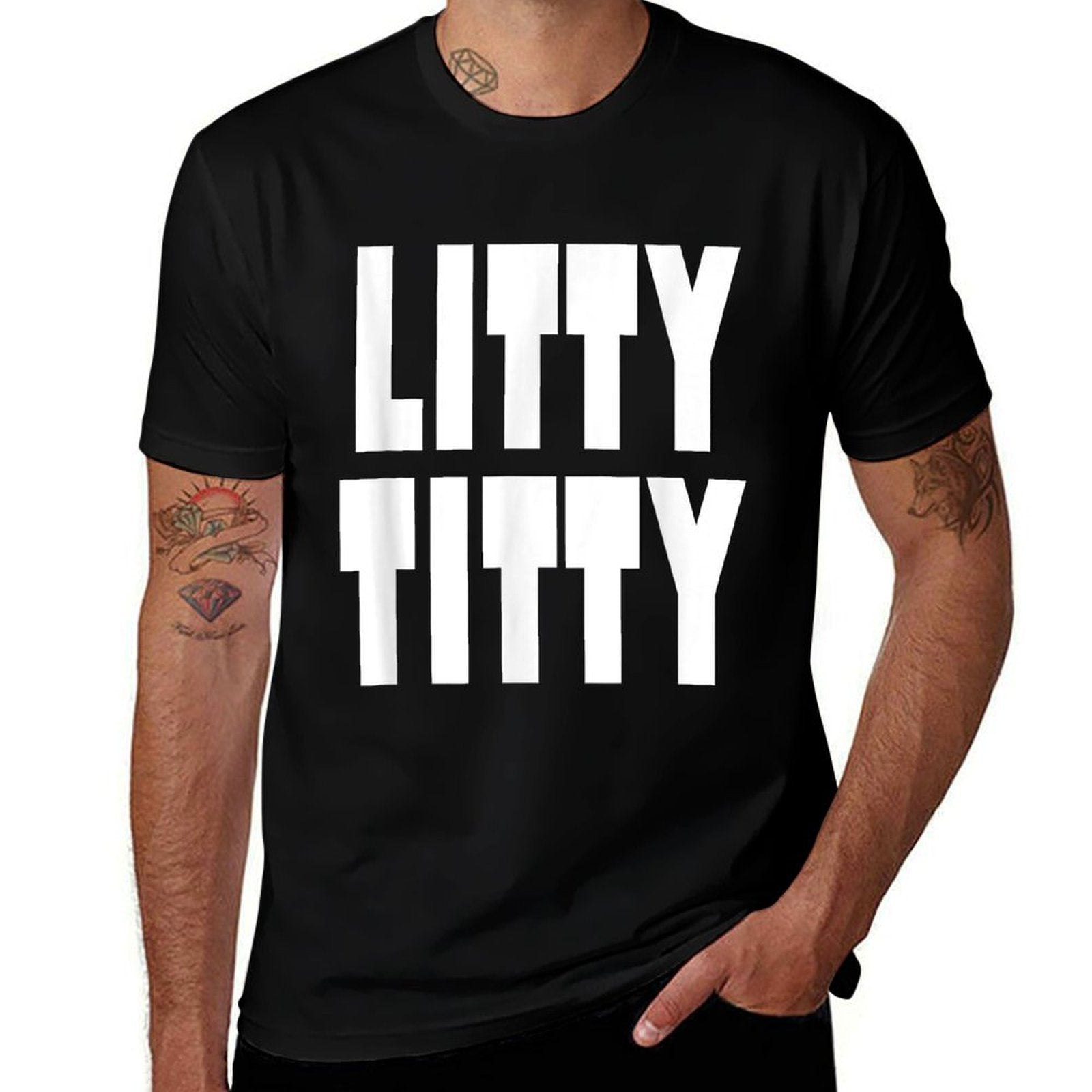 Funny Litty Titty T-shirt - College - School - Student Meme  Summer-ready Fabric T-Shirt