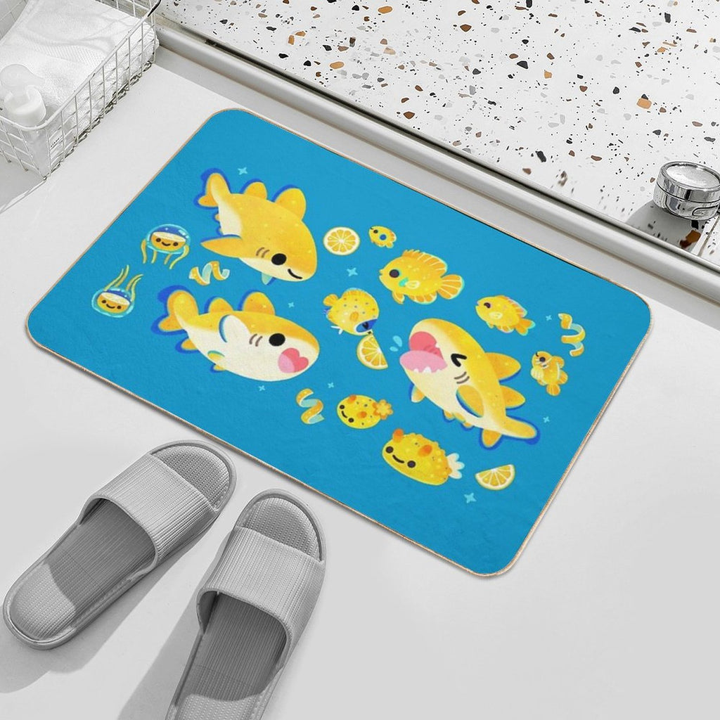 Lemon Shark And Friends - Blue  Odorless Bath Mat