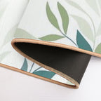 Soft Green Botanical Leaves – Minimalist Nature Pattern  Easy Maintenance Bath Mat