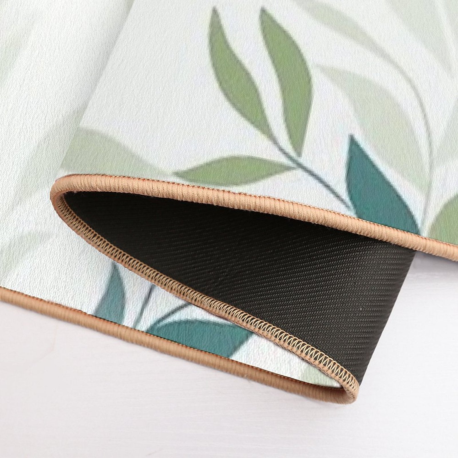 Soft Green Botanical Leaves – Minimalist Nature Pattern  Easy Maintenance Bath Mat