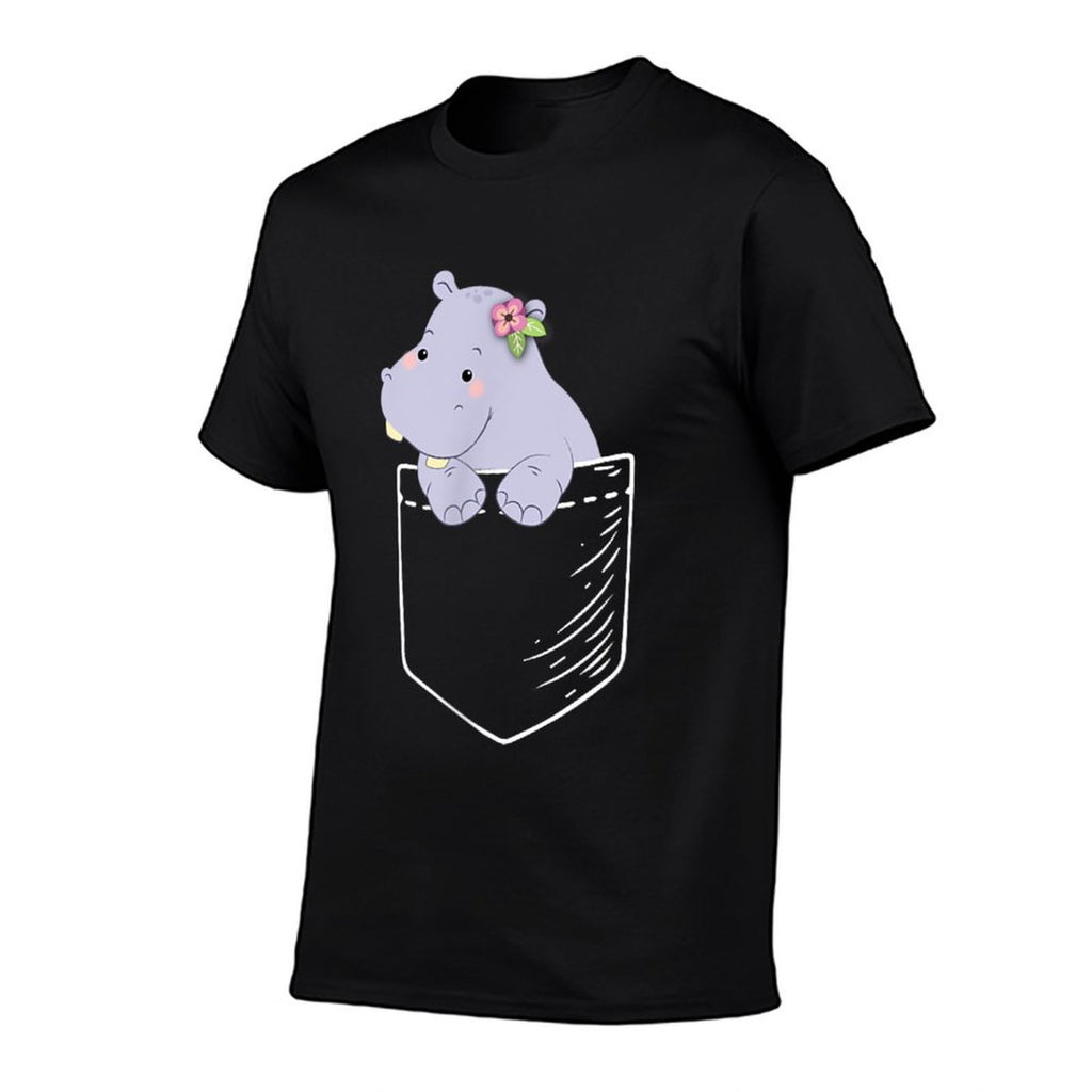 Funny Kawaii Kids Girls Pocket Hippo Lover  Soft T-Shirt