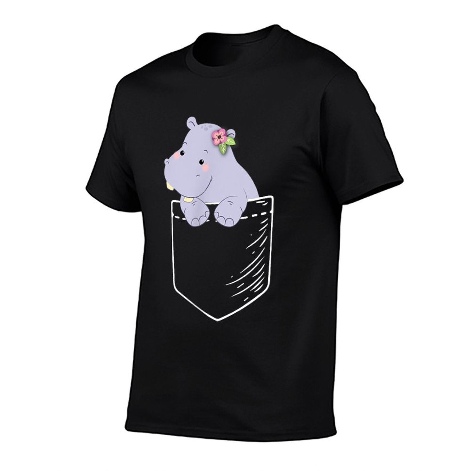 Funny Kawaii Kids Girls Pocket Hippo Lover  Soft T-Shirt