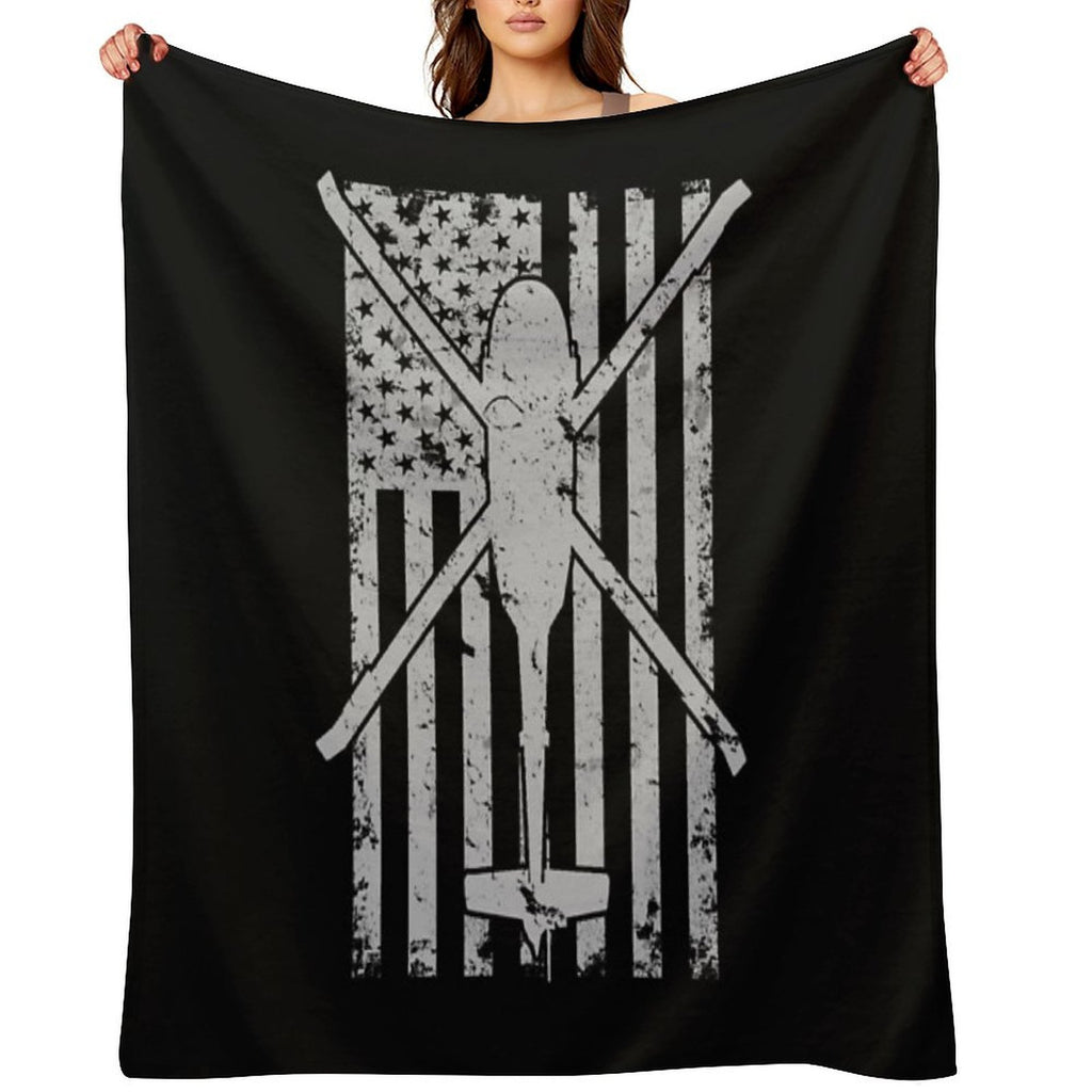 UH-60 Black Hawk Helicopter Vintage Flag Versatility Throw Blanket