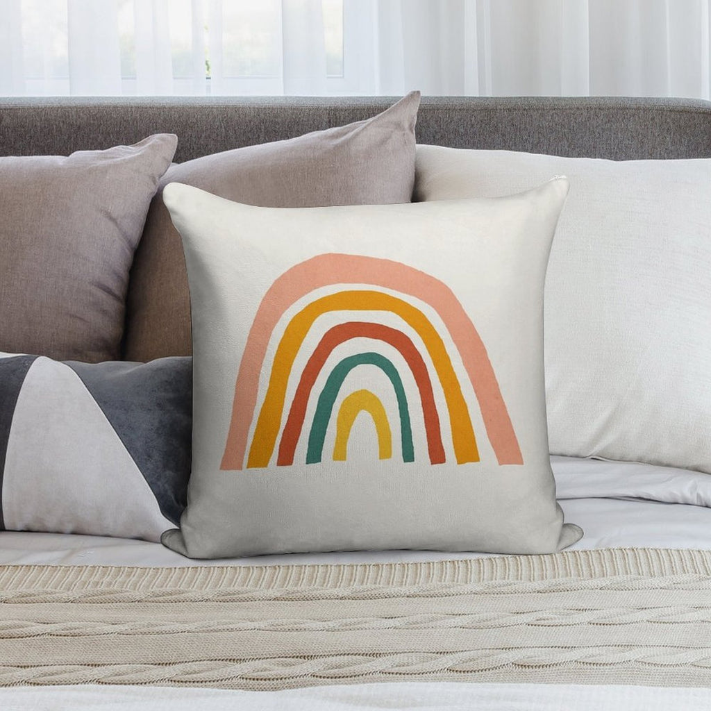 Rainbow, Abstract, Mid Century Modern Kids Wall Art, Nursery Room Soft Washable Throw Pillow