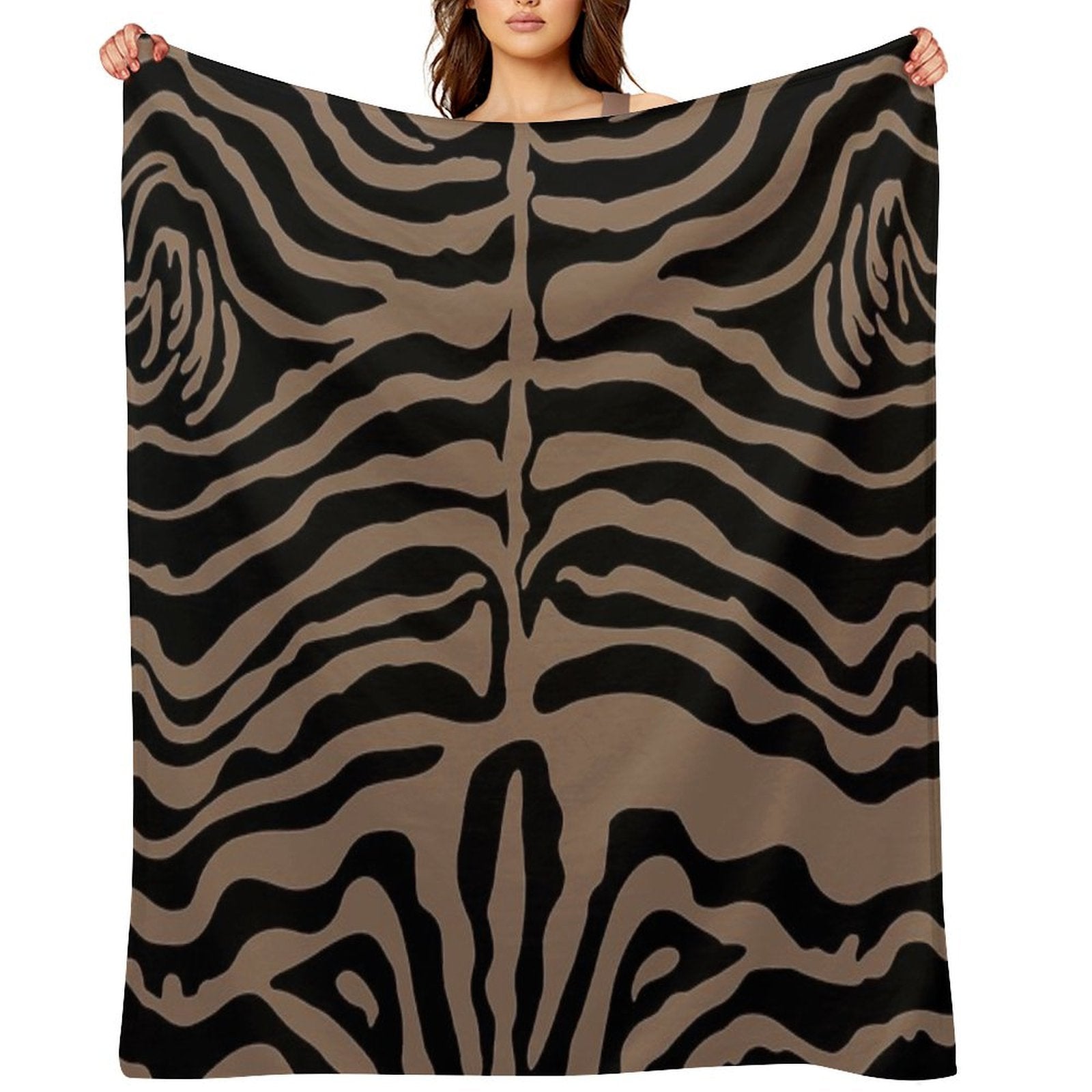 Tiger Pattern in Black And Gold Compact Throw Blanket