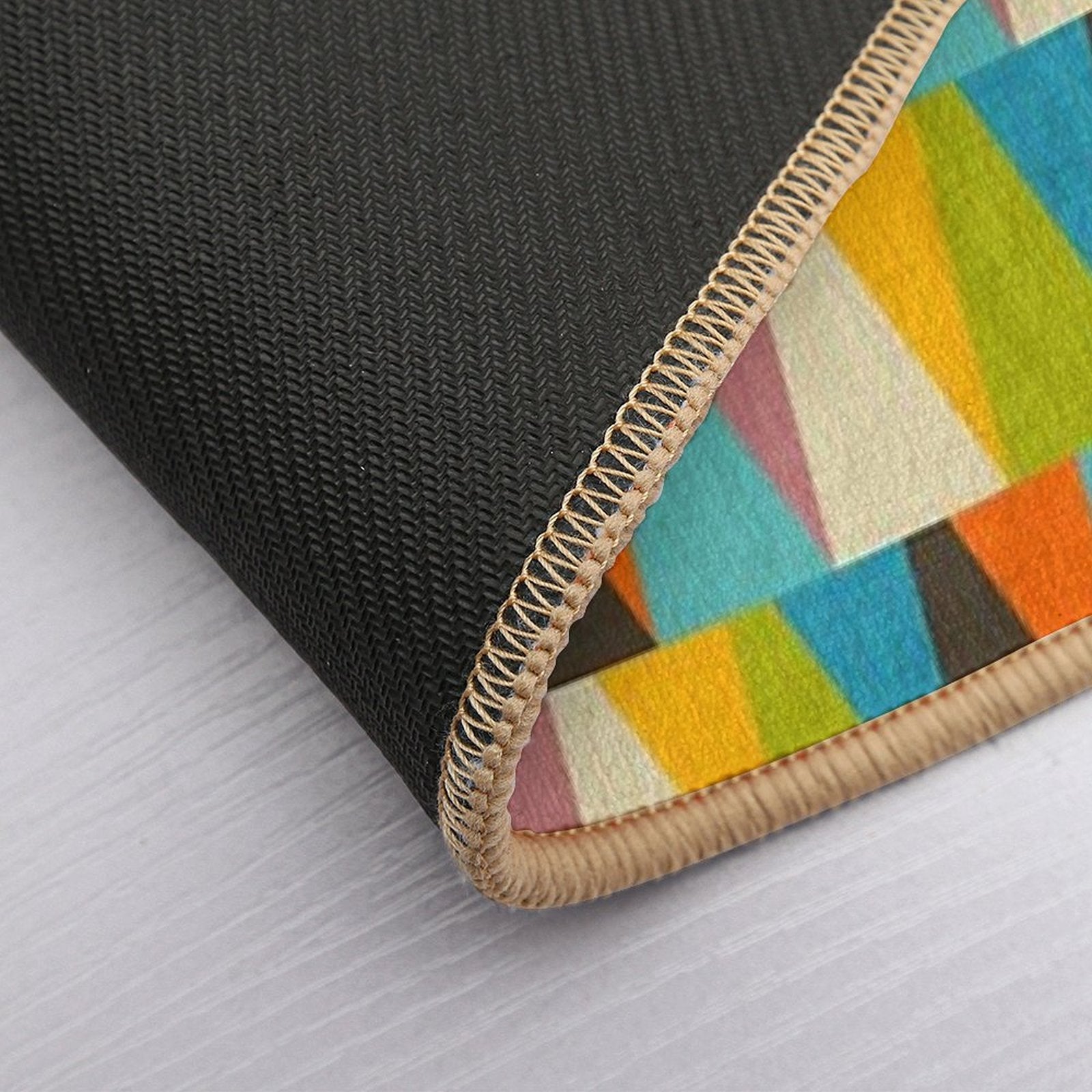 Retro Color Block Triangle Color Happy  High-Traffic Bath Mat