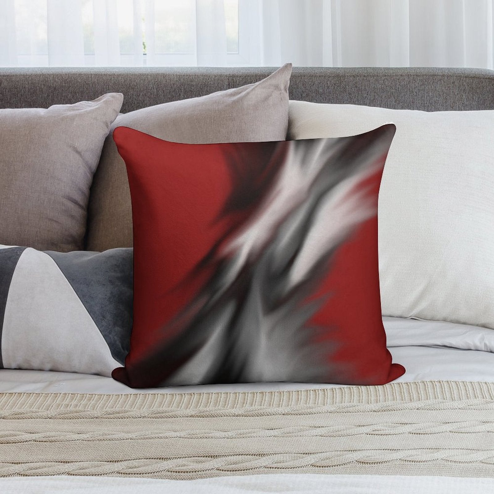Decorative Red And Black Soft Anti-Pilling Throw Pillow