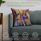 Retro Mansion Collage Soft Ultra-Soft Texture Throw Pillow
