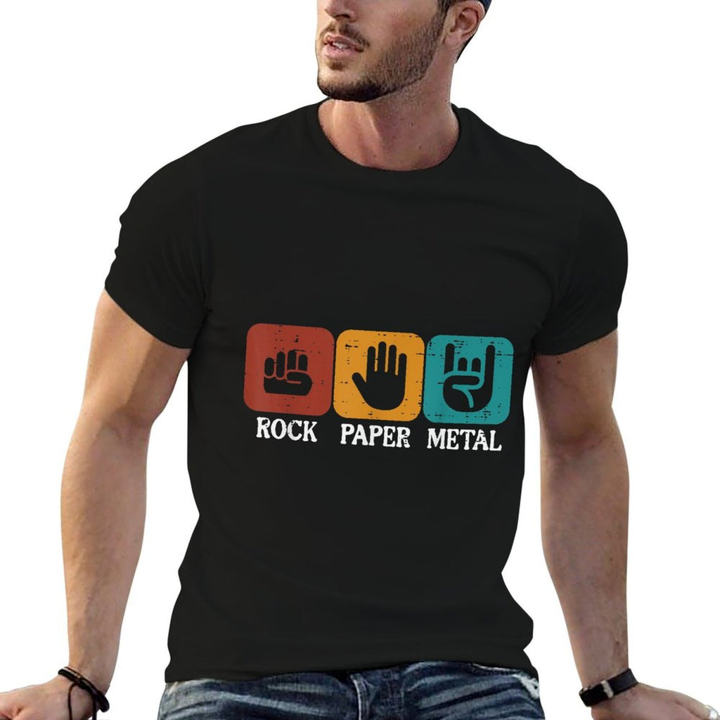 Rocker Rock Paper Metal Funny Music Meme Men Boys Kids Women  Wrinkle-resistant T-Shirt