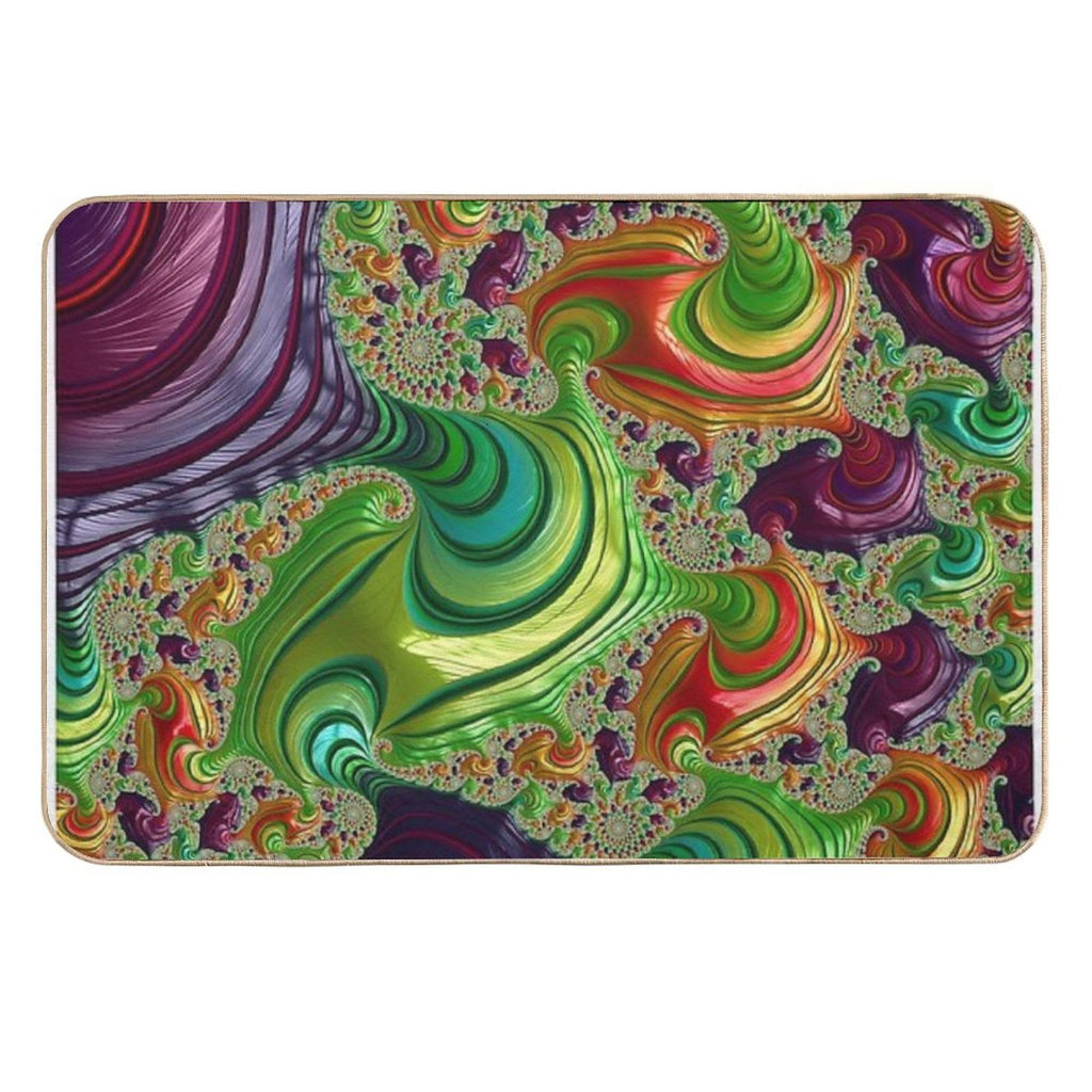 Trippy Tea Party - Fractal Art  Slip-Resistant Bath Mat
