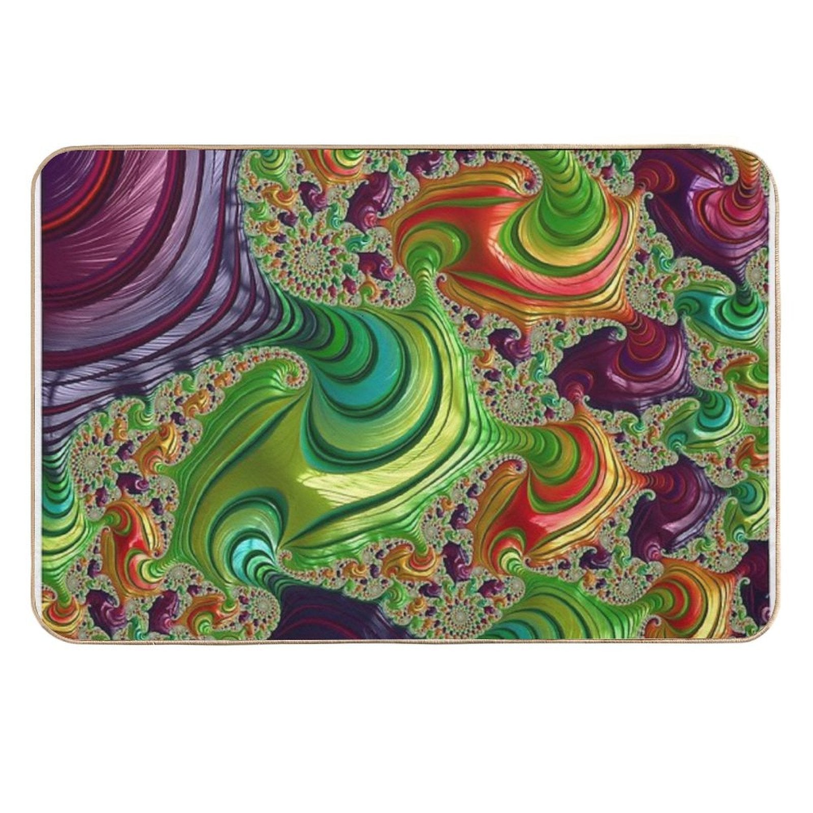 Trippy Tea Party - Fractal Art  Slip-Resistant Bath Mat