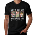 Preppy Lets Get Lit While Why Shop And Sip Nutcrackers Xmas  Polyester Blend T-Shirt
