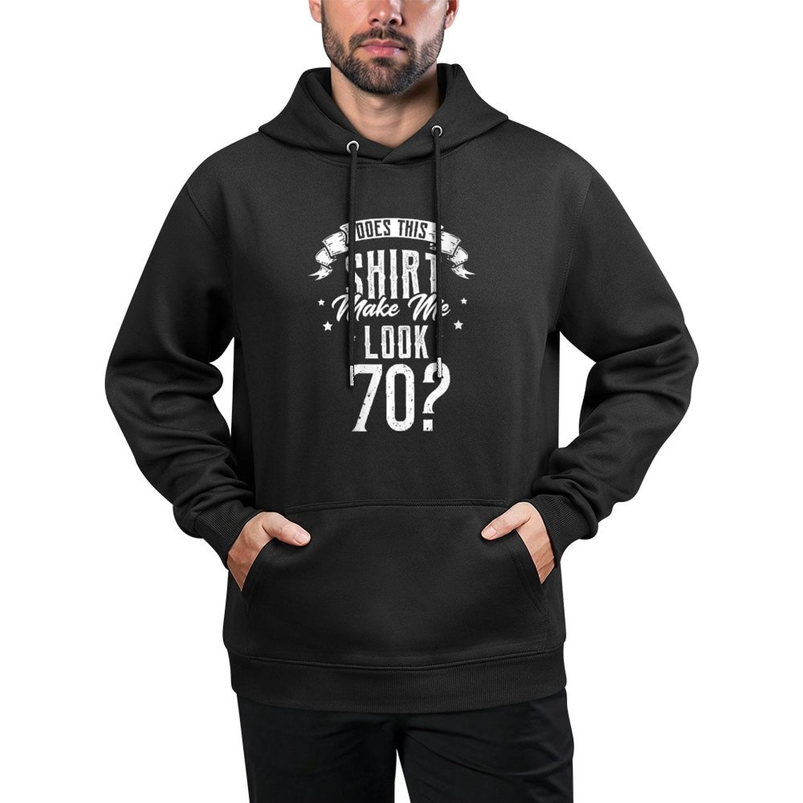 Womens Does This Make Me Look 70 70th Birthday Medium-Weight Fabric Hoodie