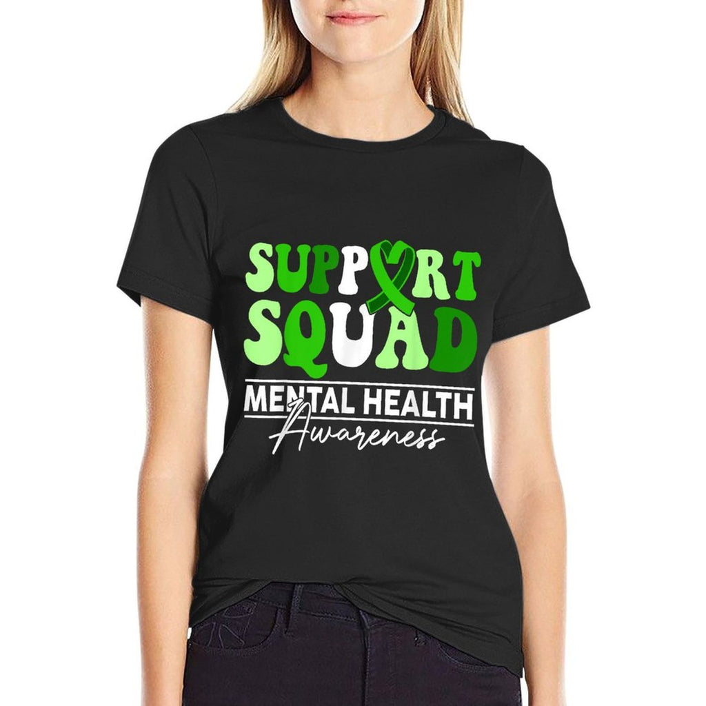 Support Squad Sunflower Hair Mental Health Awareness  Stretchy T-Shirt