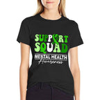 Support Squad Sunflower Hair Mental Health Awareness  Stretchy T-Shirt