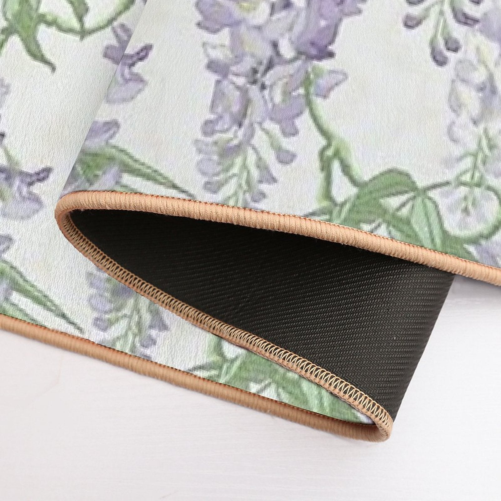 Vintage Wisteria Floral Wallpaper Print  Light Blue & Lavender Botanical Design  Repositionable Bath Mat