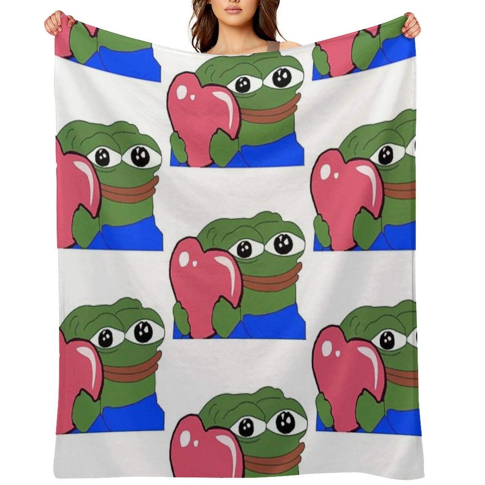 Peepo Heart Pepe Love Wrinkle-free Throw Blanket