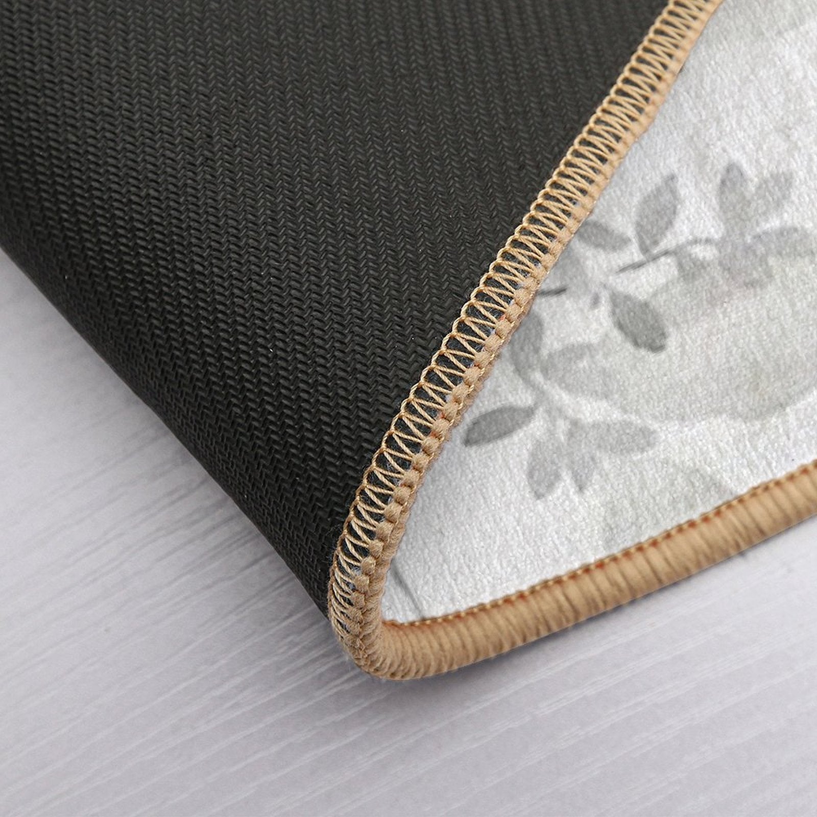 Grey Watercolor Leaves  Rapid-Drying Bath Mat