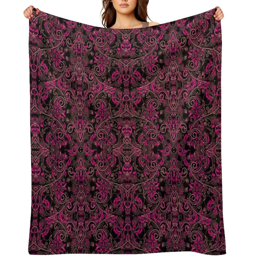 Pink Vines And Lace Easy Care Throw Blanket