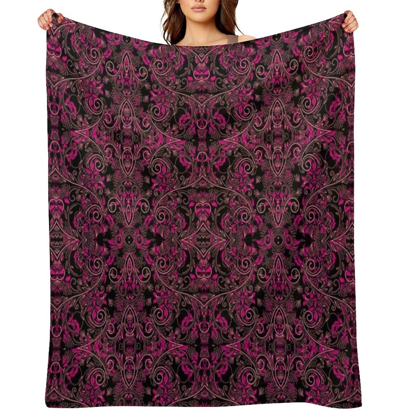 Pink Vines And Lace Easy Care Throw Blanket