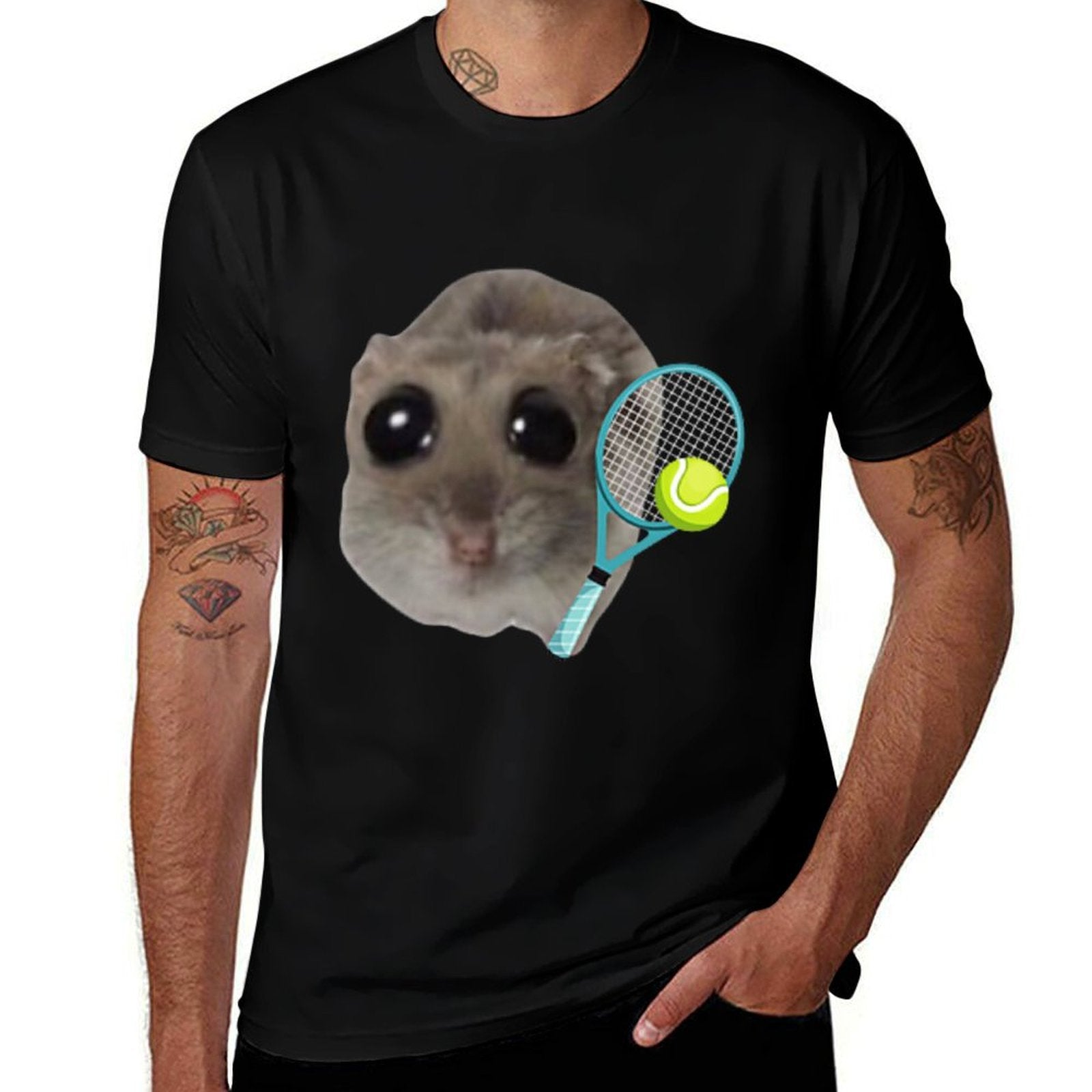 Sad Hamster Meme - Tennis  Tagless Design T-Shirt